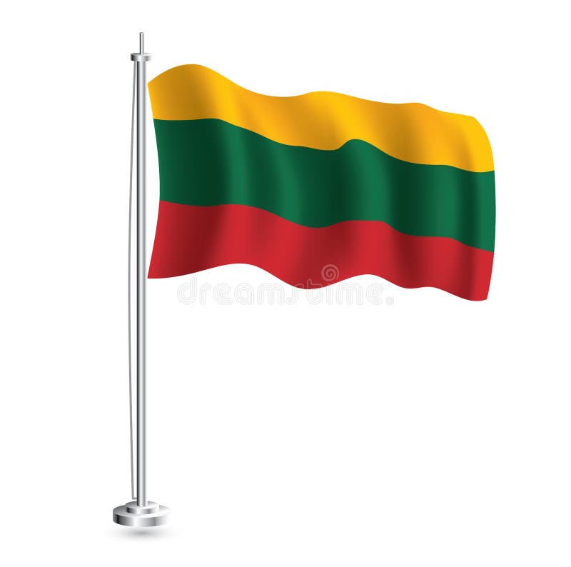 Lithuanian Flag. Isolated Realistic Wave Flag of Lithuania Country on