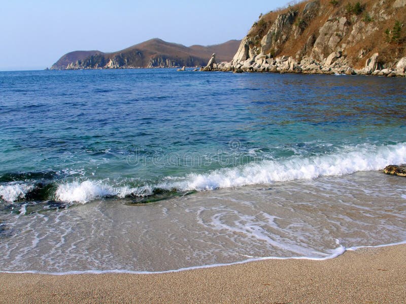 Sea waves, coast, beach, tide, Pacific ocean, seascape, Sea of Japan, rocks, coastline, Russia. Sea waves, coast, beach, tide, Pacific ocean, seascape, Sea of Japan, rocks, coastline, Russia