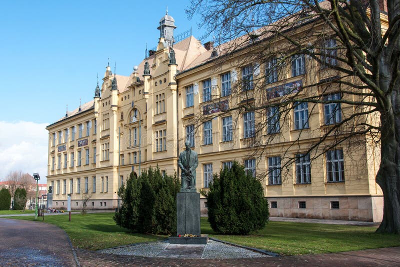 The historic school building in Litovel, Czech Republic