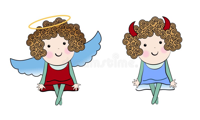 Little angel and Little devil royalty free illustration