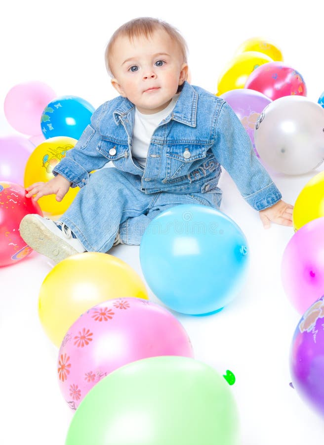 Baby Girl on Her First Birthday Party Stock Photo - Image of cute ...