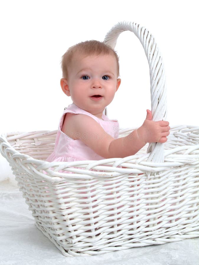 Baby in Basket stock image. Image of baby, family, guardian 4618965