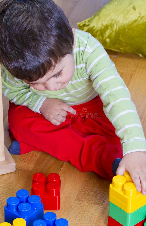 Little Baby Boy (2 Years Old) Playing with Toy Stock Image Image of