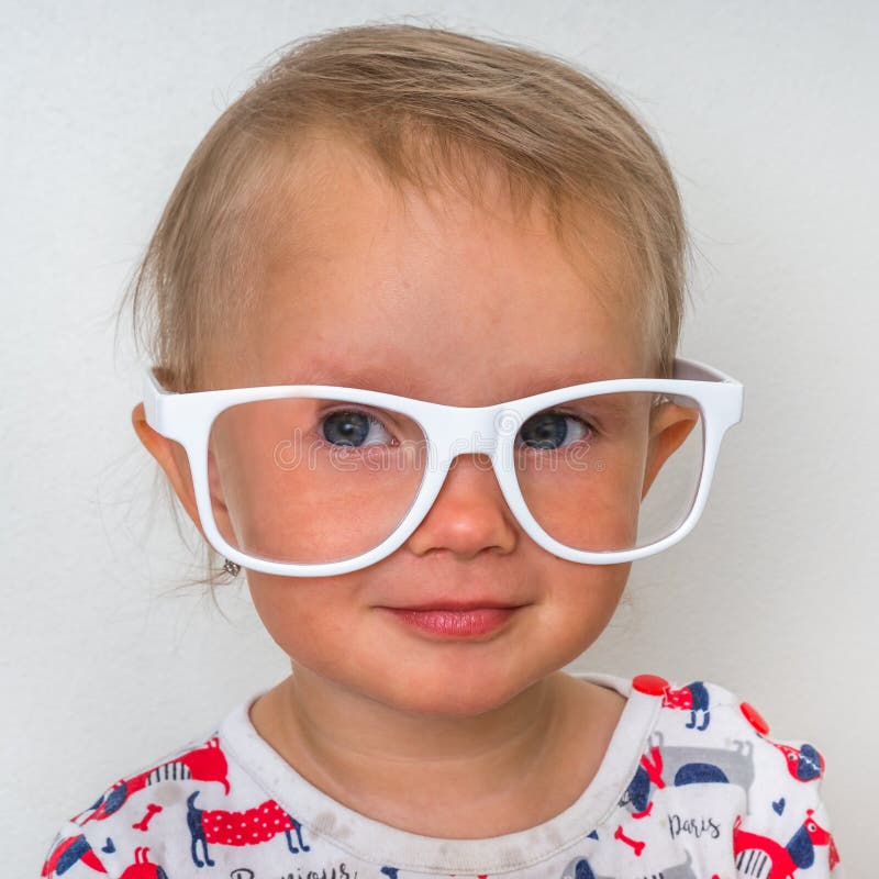 111 Little Baby Wearing Eye Glasses White Background Stock Photos