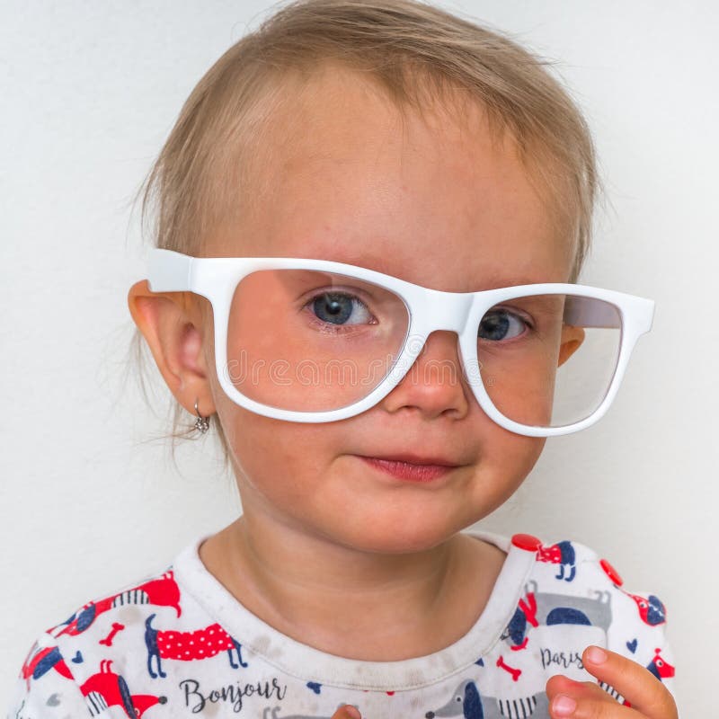 Little Baby with Eyeglasses Isolated on White Stock Photo Image of