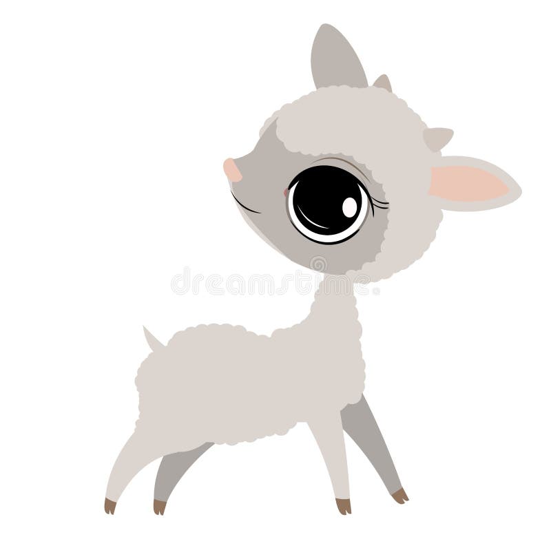 Little Baby Lamb. Ram. Sheep. Isolated Object on a White Background.  Cheerful Kind Animal Child Stock Vector - Illustration of nature, vector:  218679437