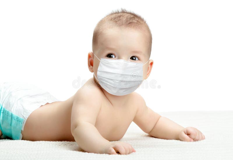 Little Baby In Medical Mask Stock Image - Image of concept, isolated:  177969929