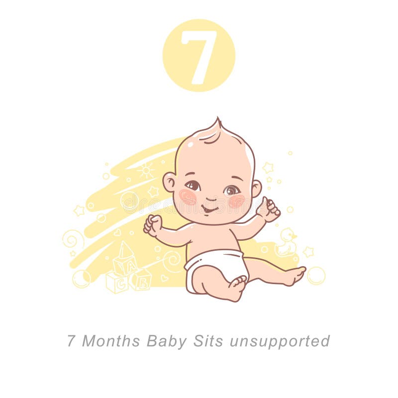 Little Baby of Six Month. Baby Development Stages in First Year. Stock Vector - Illustration of daughter, character: 156249143 Little Baby of Six Month. Baby Development Stages in First Year. Stock Vector - Illustration of daughter, character: 156249143