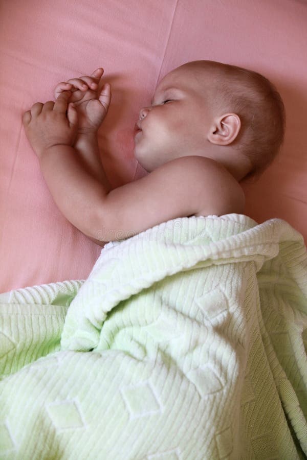 Little Baby Sleeps in the Bed Stock Image Image of baby, childhood 32756743
