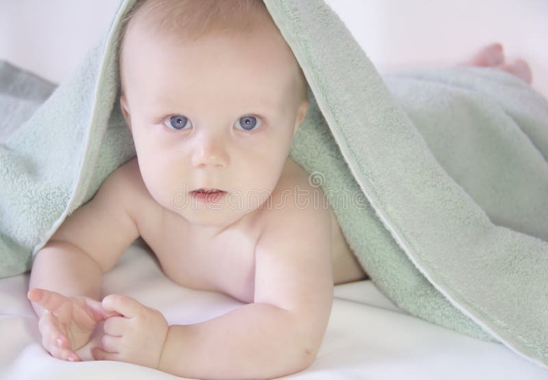 Baby portrait stock image. Image of skin, towel, health 15496431