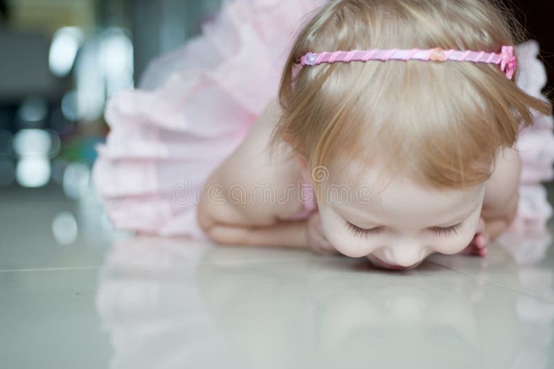 Little ballerina practicing at home