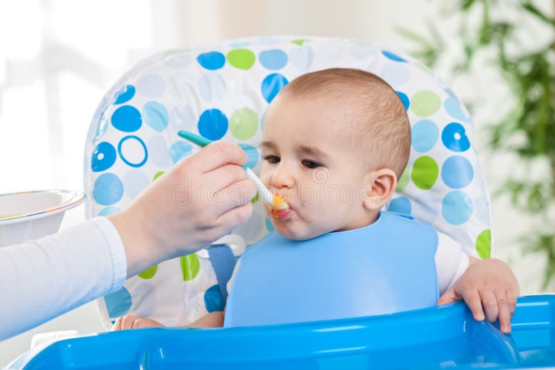 Little Beautiful Baby Eating Fruit Stock Image Image of happy, cheerful 53273487