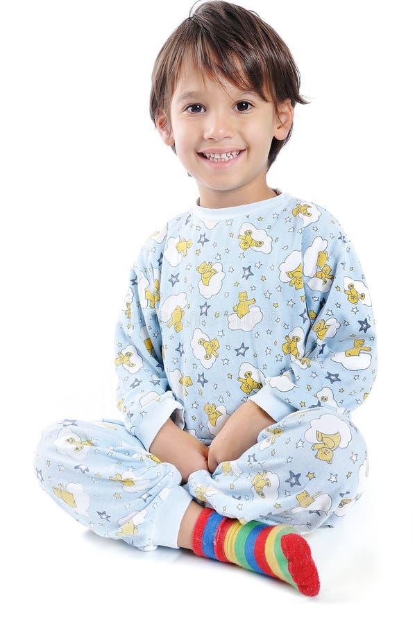 A Little Beautirul Kid in Pajamas Stock Image - Image of isolated ...