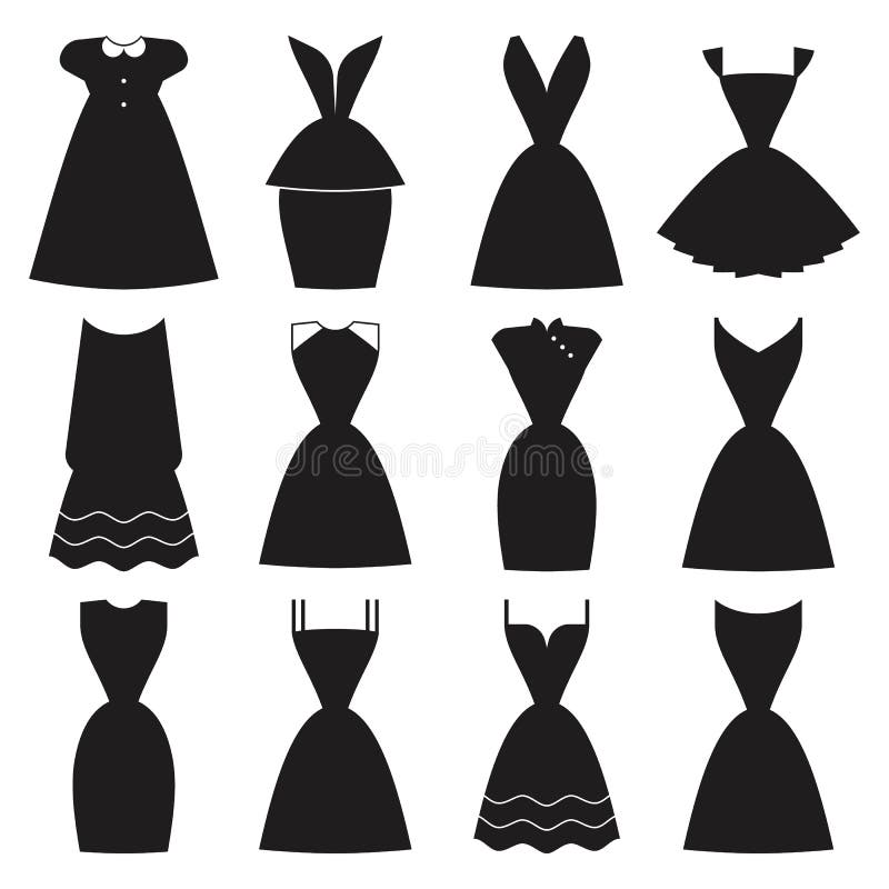 Set Of Woman Little Black Dresses. Vector Stock Vector - Illustration ...