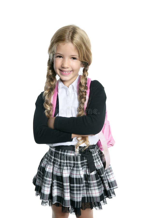Little blond school girl with handbag