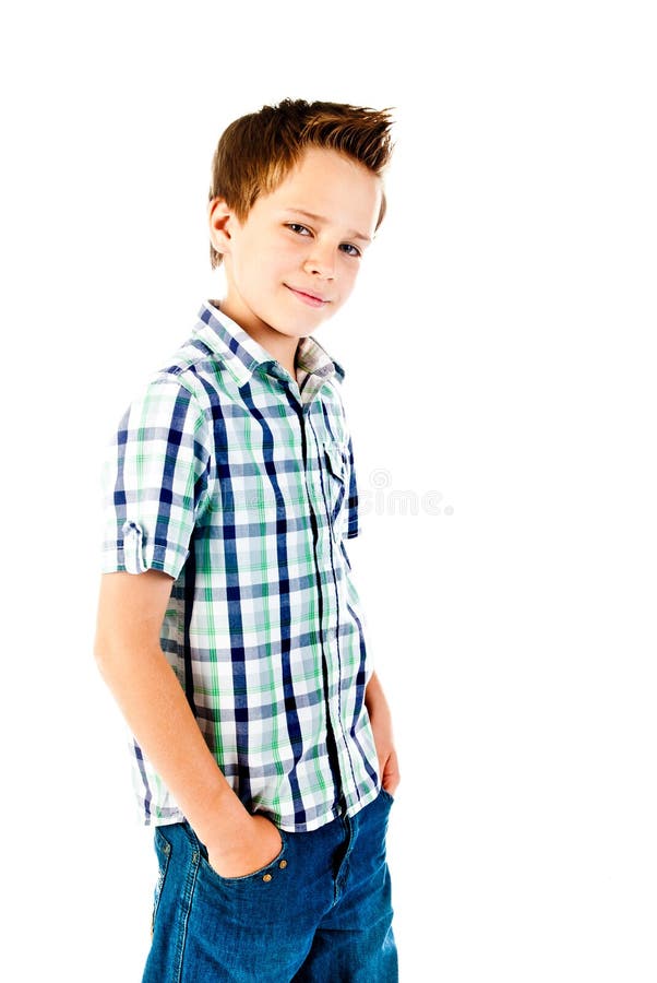 Smiling Boy Posing As a Fashion Model. Stock Photo - Image of full ...