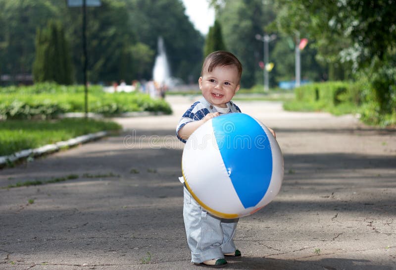 Little boy with ball stock photo. Image of home, city 14718228