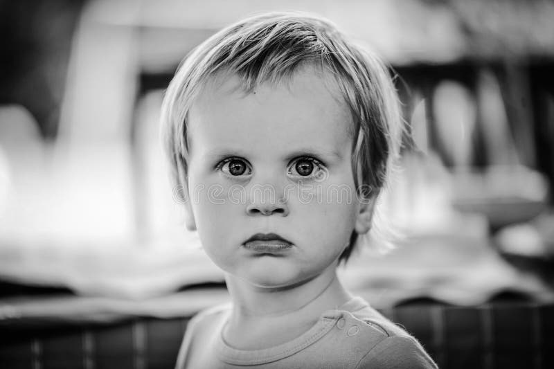 Little Boy in Black and White Stock Photo - Image of black, baby: 215713364