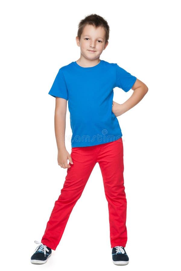 Little Boy in a Blue Shirt Sits Stock Image Image of blue, handsome