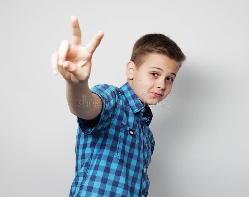 Little Boy In Blue Shirt Stock Image Image Of Child 56682043