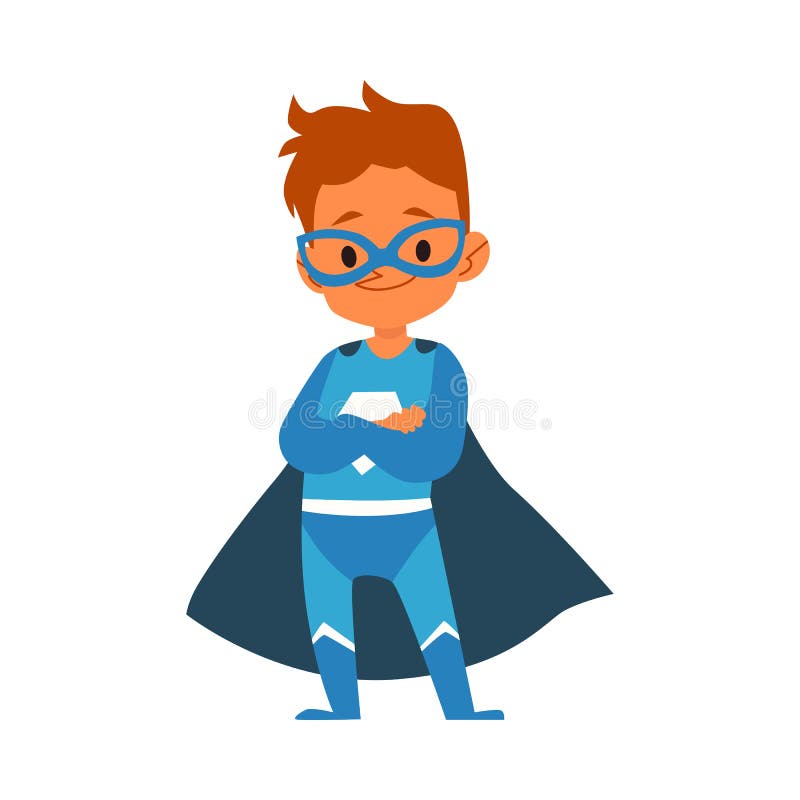 Little Boy in Blue Superhero Costume Standing Folded Arms Cartoon Style Stock Vector - Illustration of mask, male: 149951670 Little Boy in Blue Superhero Costume Standing Folded Arms Cartoon Style Stock Vector - Illustration of mask, male: 149951670