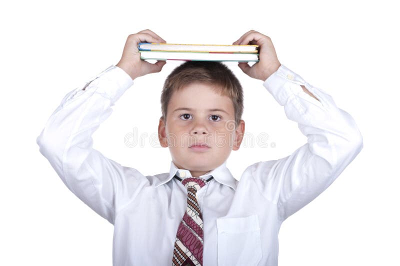 The little boy with books