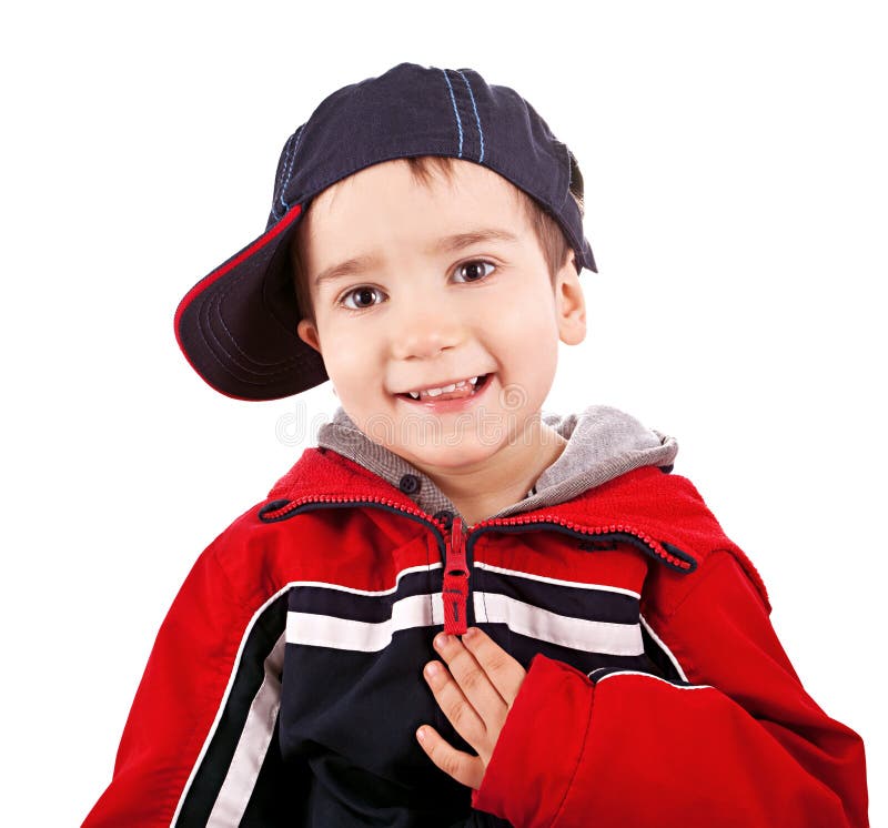 Little boy with hat stock image. Image of laughing, person 23616489