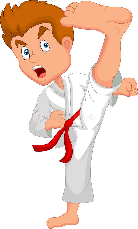 Little Boy Cartoon Training Karate Stock Vector - Illustration of learn ...