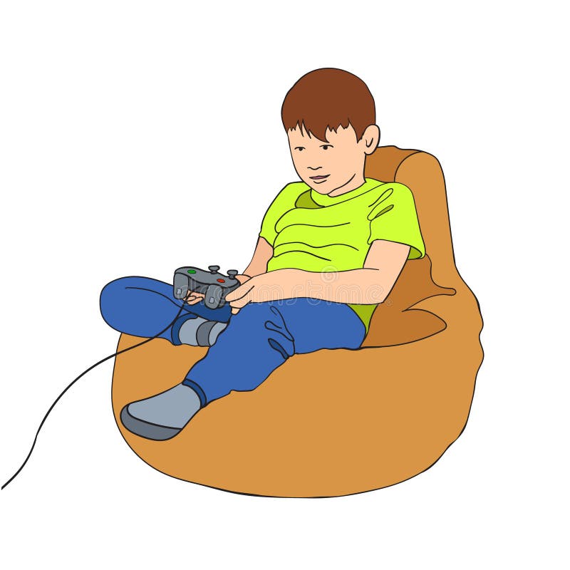Little Boy Character Playing Video Game. Kid Sitting on a Beanbag Chair with Joystick Game Controller Stock Vector - Illustration of leisure, gadget: 148931172 Little Boy Character Playing Video Game. Kid Sitting on a Beanbag Chair with Joystick Game Controller Stock Vector - Illustration of leisure, gadget: 148931172