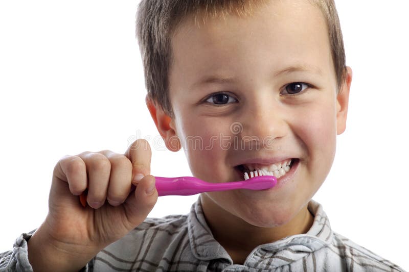 Little Boy Cleaning His Teeth Stock Image Image of primary, male