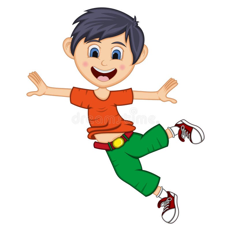 Little Boy Dancing and Jump with Smile Cartoon Stock Vector - Illustration  of kindergarten, action: 113266423