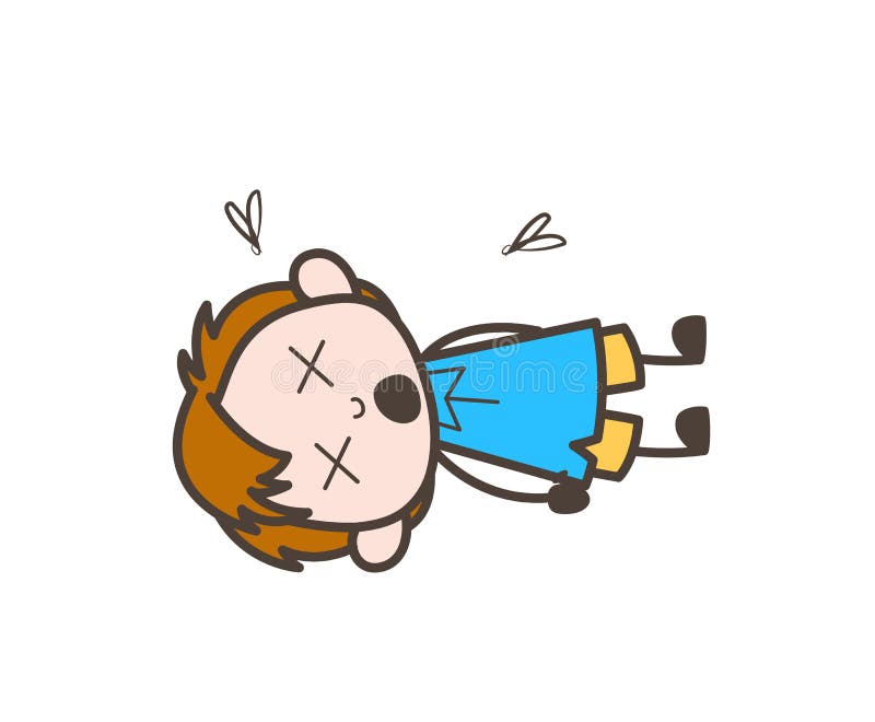 Little Boy Dead Body - Cute Cartoon Kid Vector Stock Illustration