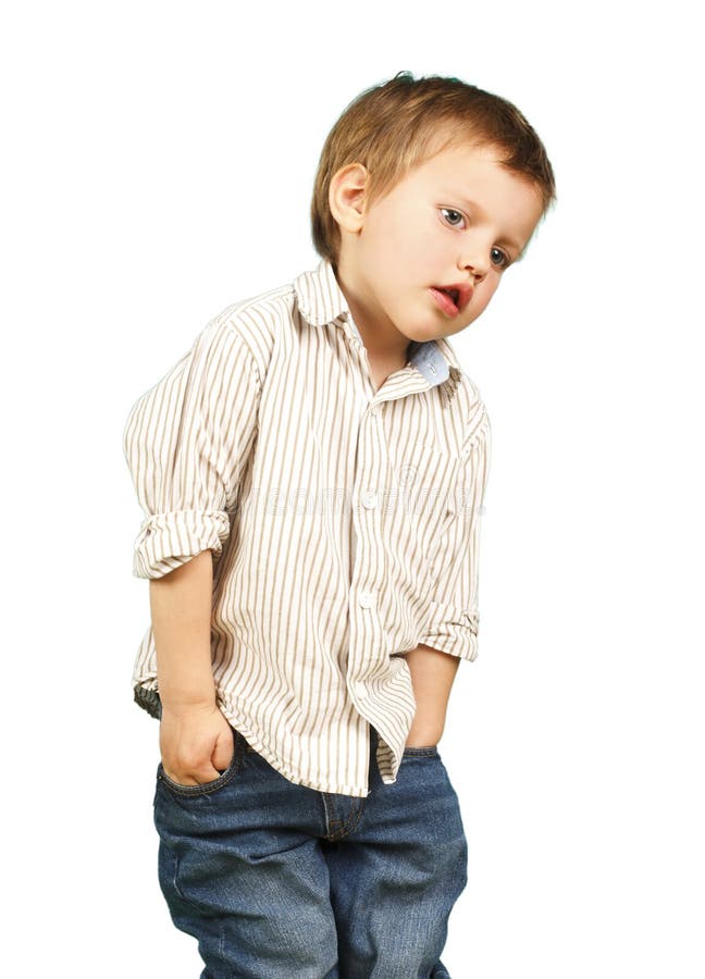 Little Boy Digging in the Pockets of His Pants Stock Photo Image of