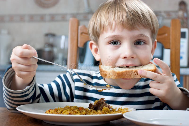 Little boy eating