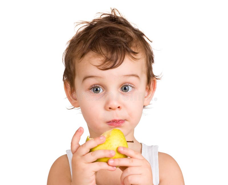 Little boy eating an apple stock image. Image of eating - 18755319