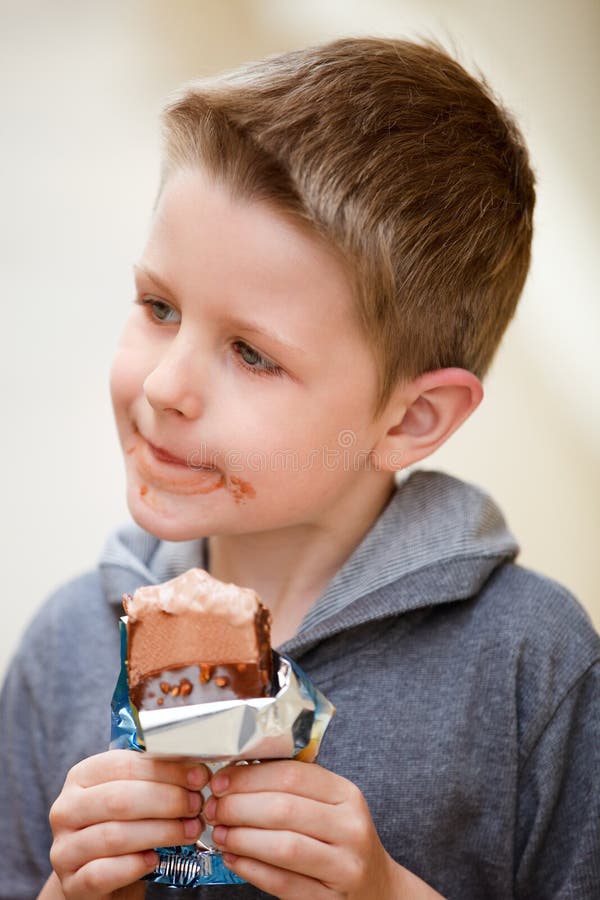 Little boy eating ice cream