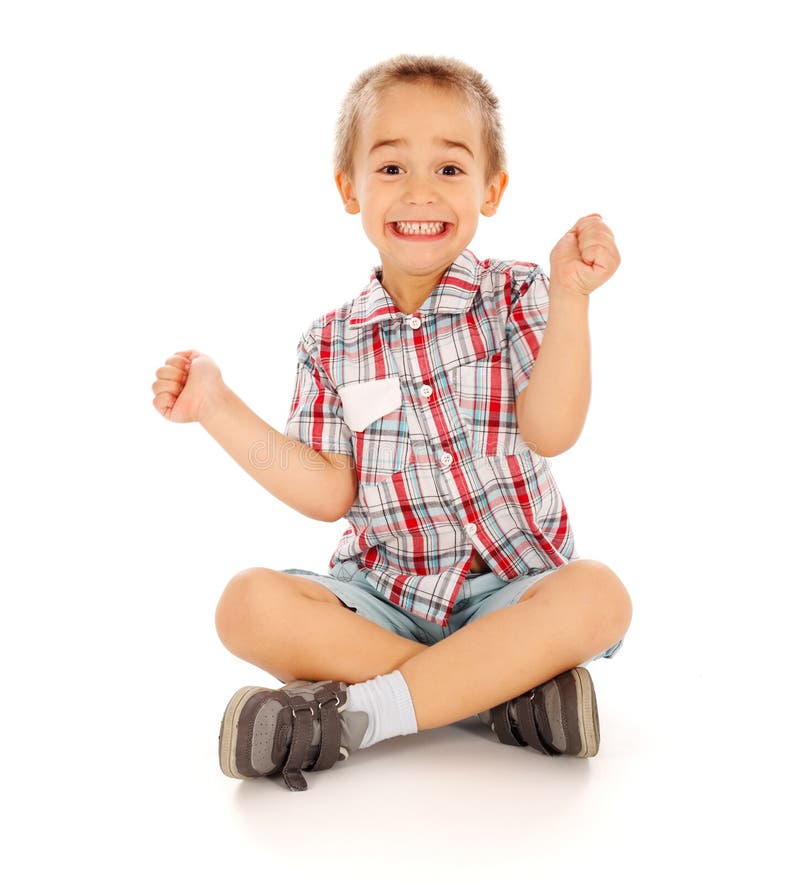 Little Boy entusiasmado fotografia de stock royalty free Little Boy entusiasmado fotografia de stock royalty free