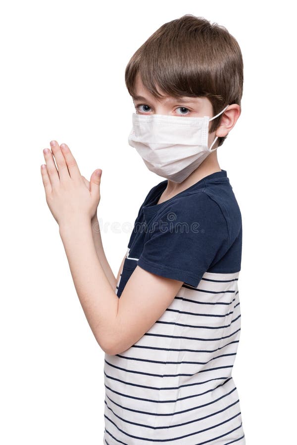 Little Boy With Face Mask Praying Stock Image Image of holy, believe