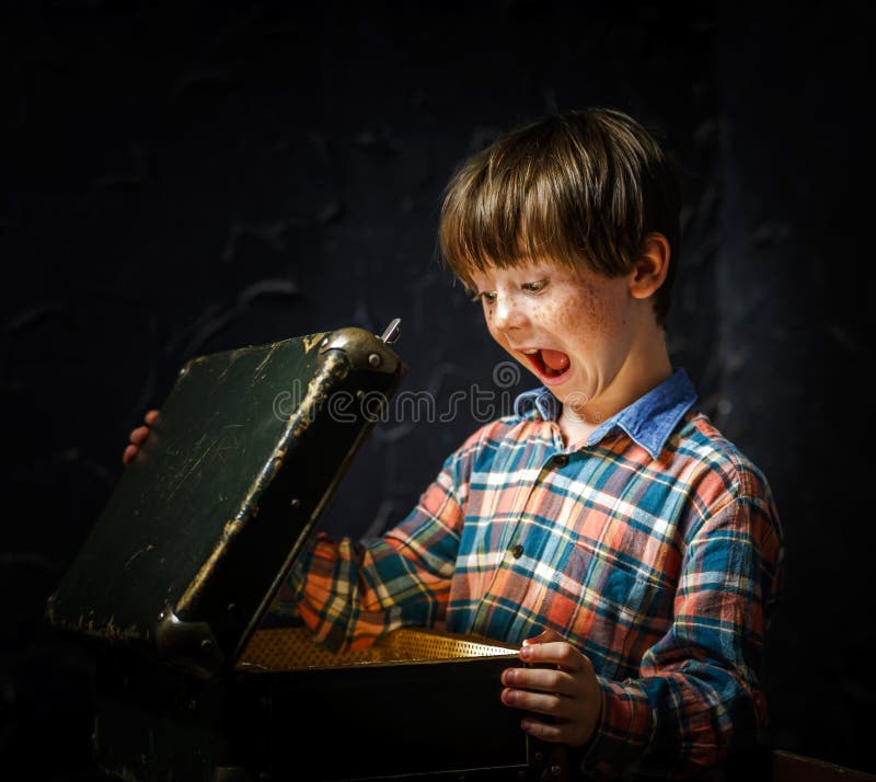 Little boy finding treasure