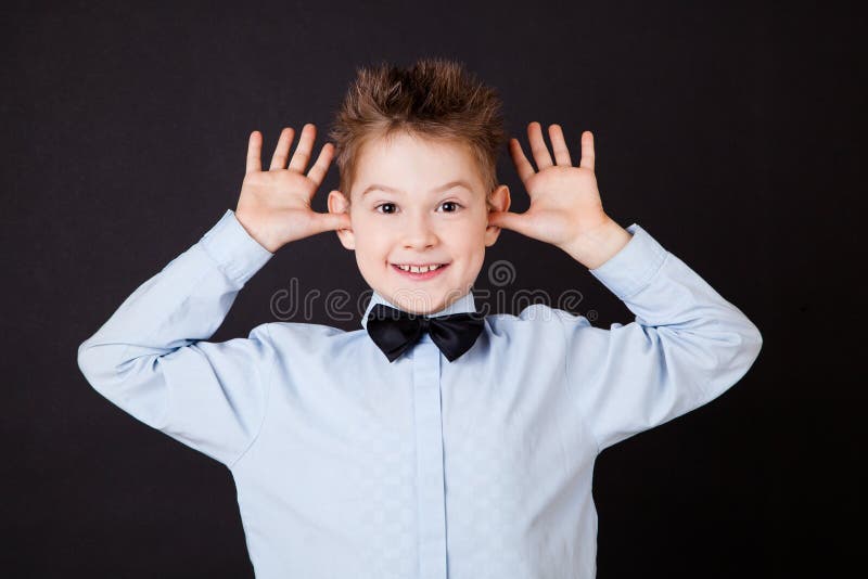 Little boy with funny face stock image. Image of finger 36368703