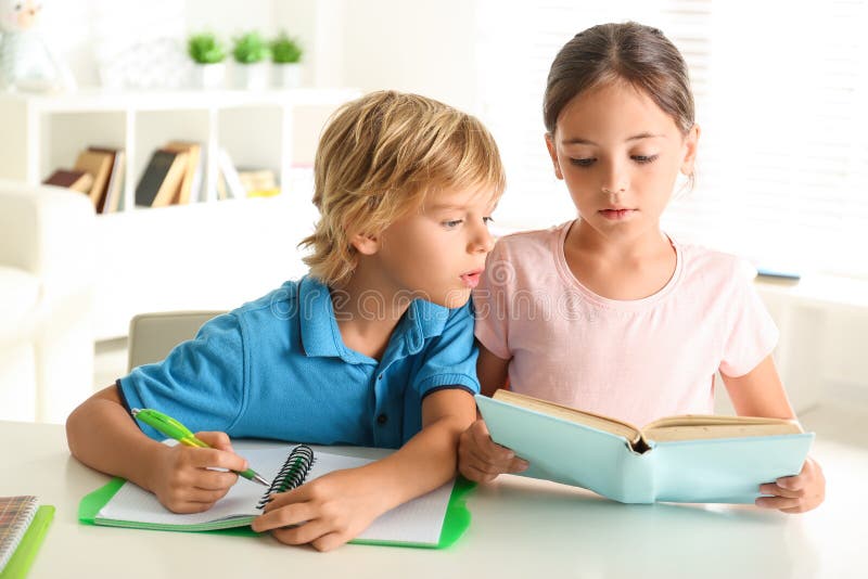 boy and girl doing homework