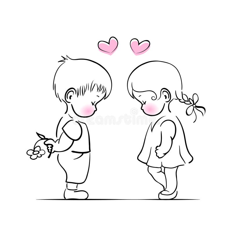 Little Boy And Girl Illustration Stock Vector Illustration Of Drawing Kids