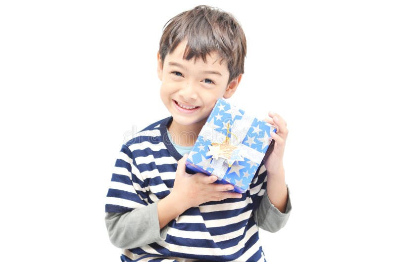 Little boy Happy with gift box