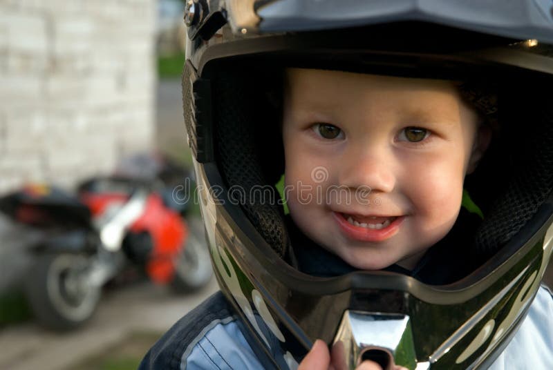 Little boy with helmet stock image. Image of look, child 5219045