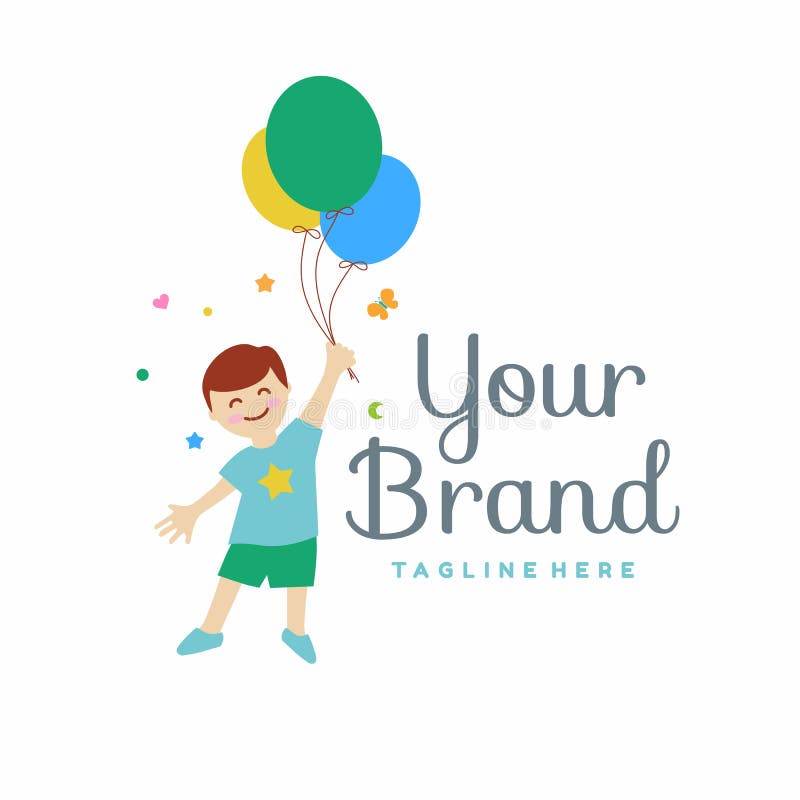 AI generated Children clothing brand monochrome glyph logo. Activewear for  kids. Boy with balloon. Design element. Ai art for corporate branding,  party supplies store 36167188 Vector Art at Vecteezy