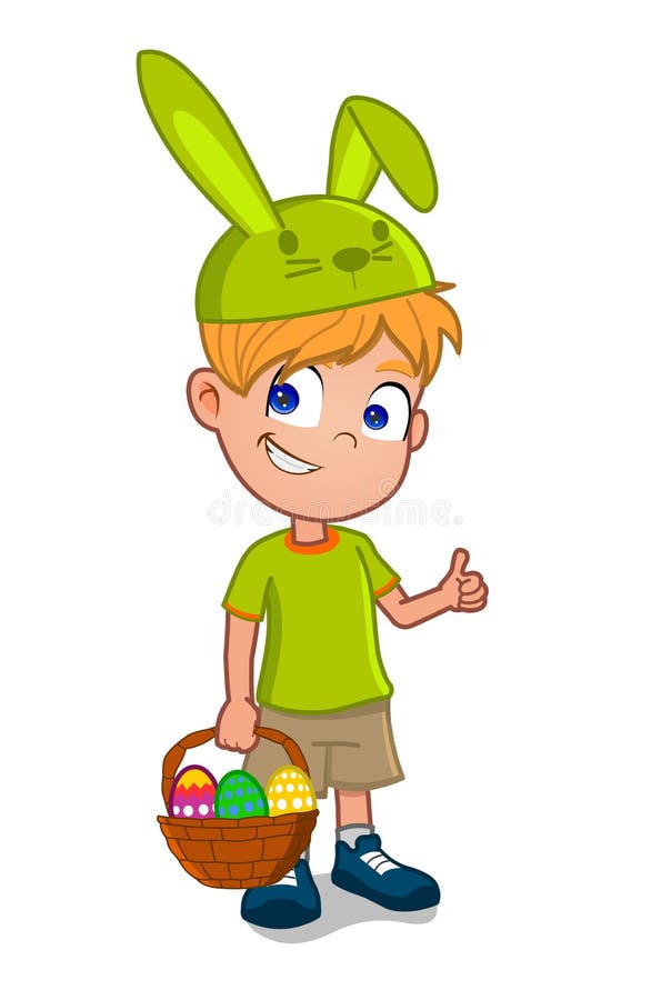 Little Boy Holding Easter Basket Stock Illustration Illustration of