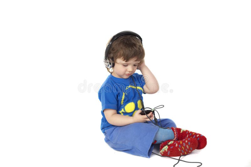 Little boy holding Mp3 player