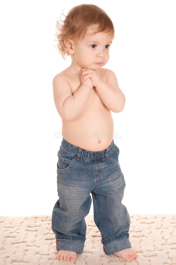 Little Boy in jeans stock image. Image of studio, person 13571981