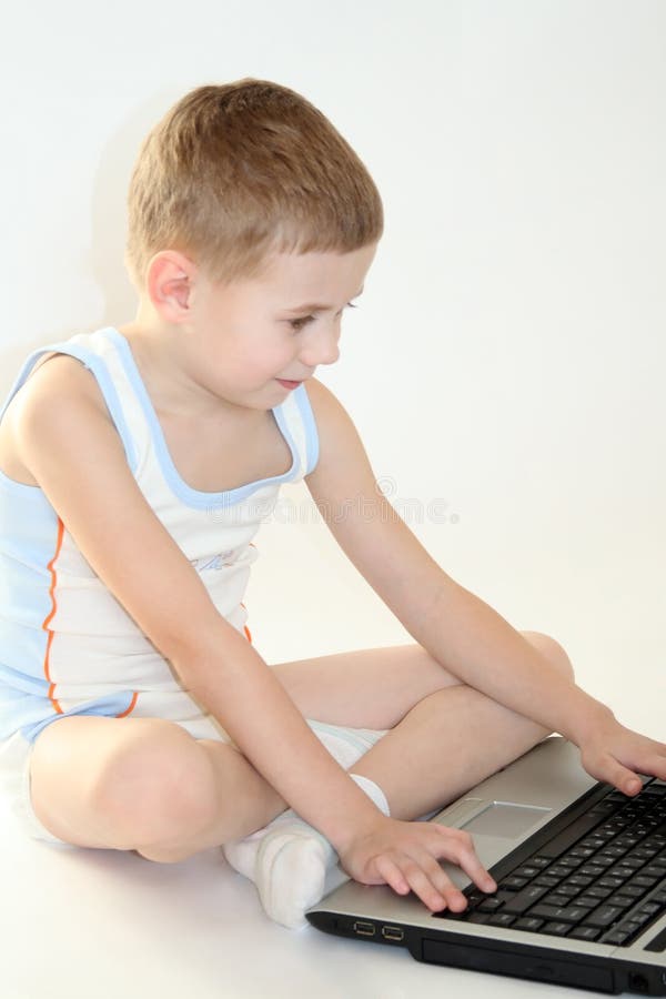 The little boy with laptop