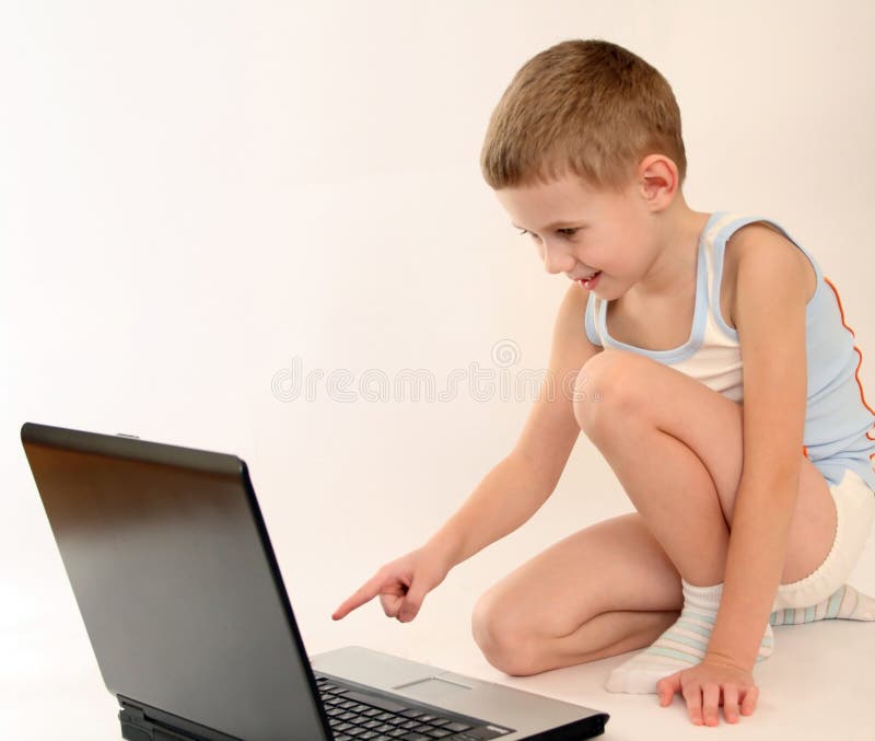 The little boy with laptop